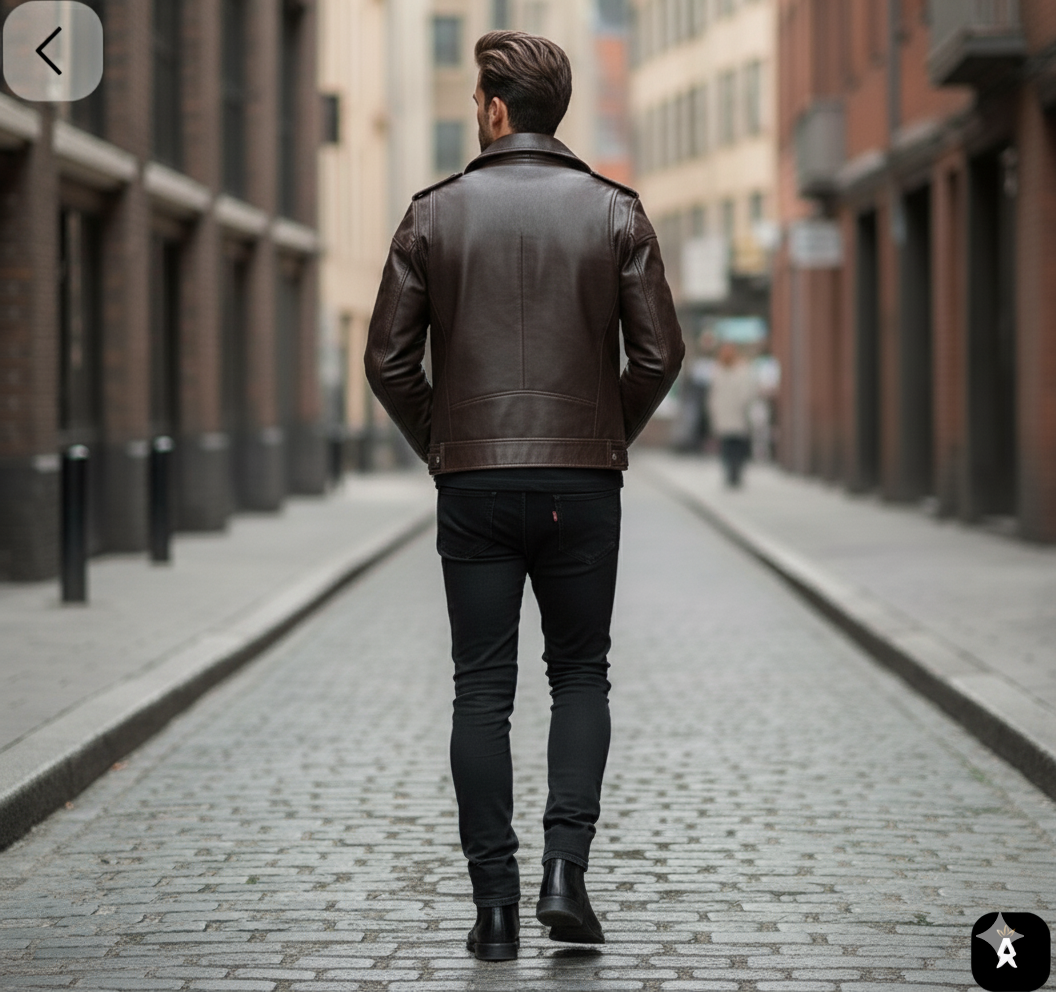 Classic Black Leather Motorcycle Jacket - Image 4
