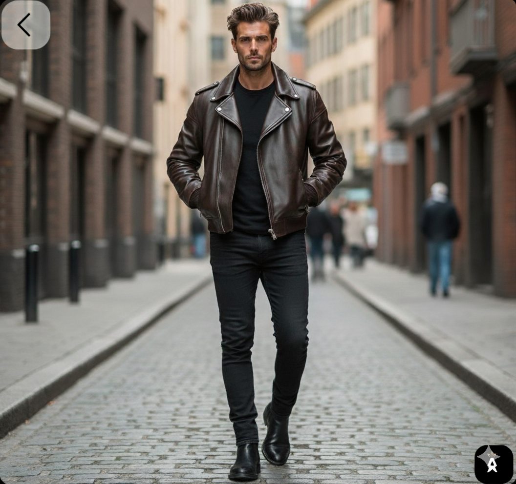 Classic Black Leather Motorcycle Jacket
